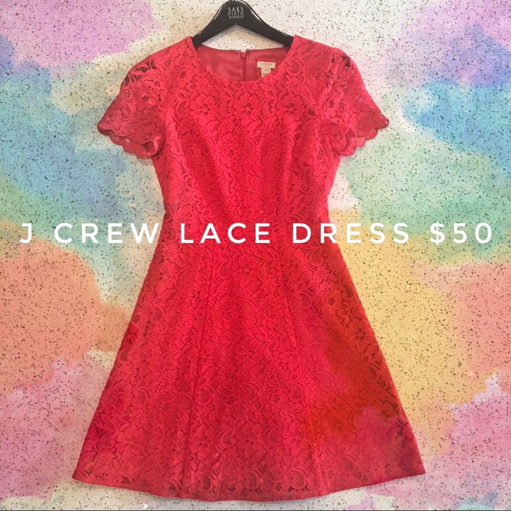 J Crew Dress / Red Lace / Fit & Flare / Size 00